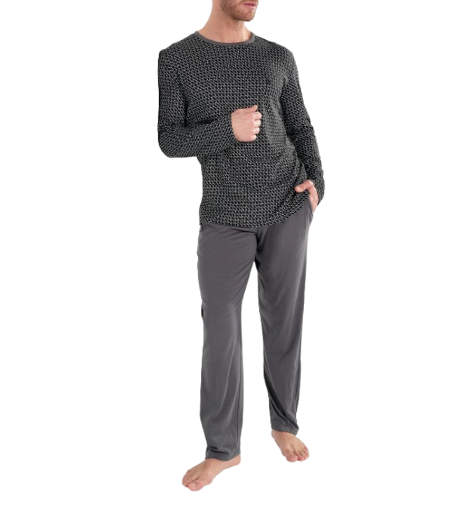 HOM Waldorf Long Sleepwear Grey Print