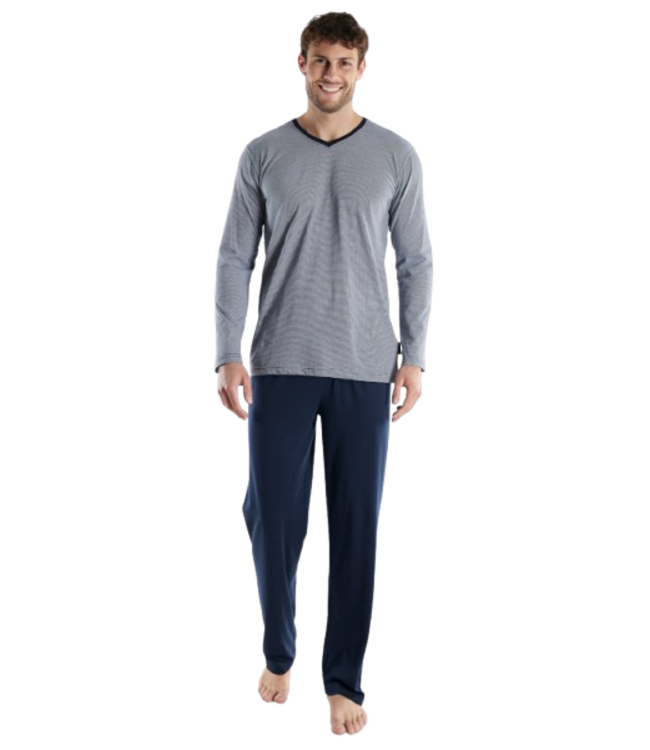 TOM TAILOR Nevada Long Sleepwear Blue-Dark-Horizontal-Stripes