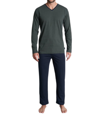 TOM TAILOR Nevada Long Pyjama Green Dark Horizontal Stripes