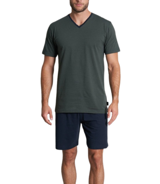 TOM TAILOR Nevada Short Pyjama Green Dark Horizontal Stripes