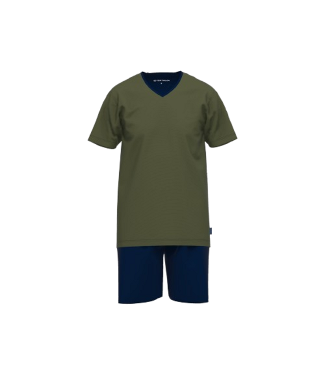 TOM TAILOR Nevada Short Pyjama Green Dark Horizontal Stripes