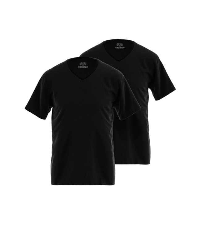 CECEBA Nevada T-Shirt 2P V-Neck Black Dark Solid