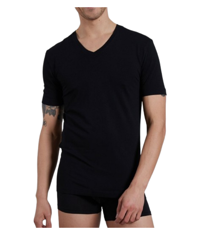 CECEBA Bamboo T-Shirt V-Neck Black Dark Solid