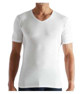 CECEBA Bamboo T-Shirt V-Neck White Light Solid