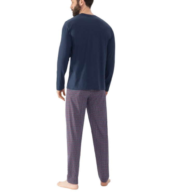 MEY Red Tile Long Pyjama Yacht Blue