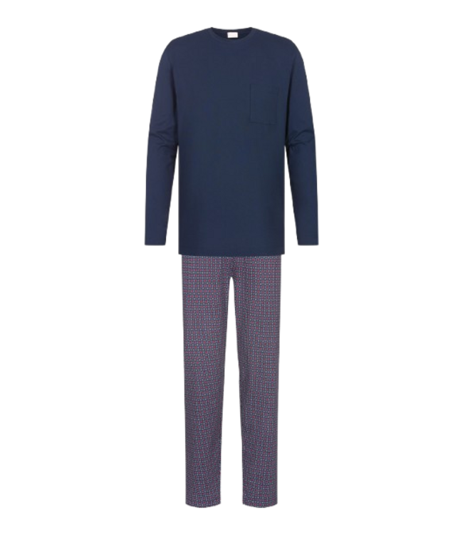 MEY Red Tile Long Pyjama Yacht Blue