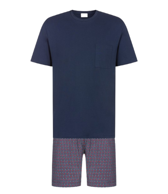 MEY Red Tile Short Pyjama Yacht Blue