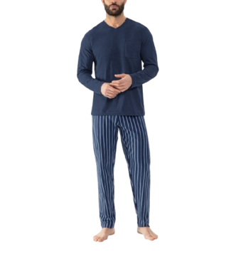 MEY Straight Long Pyjama Yacht Blue
