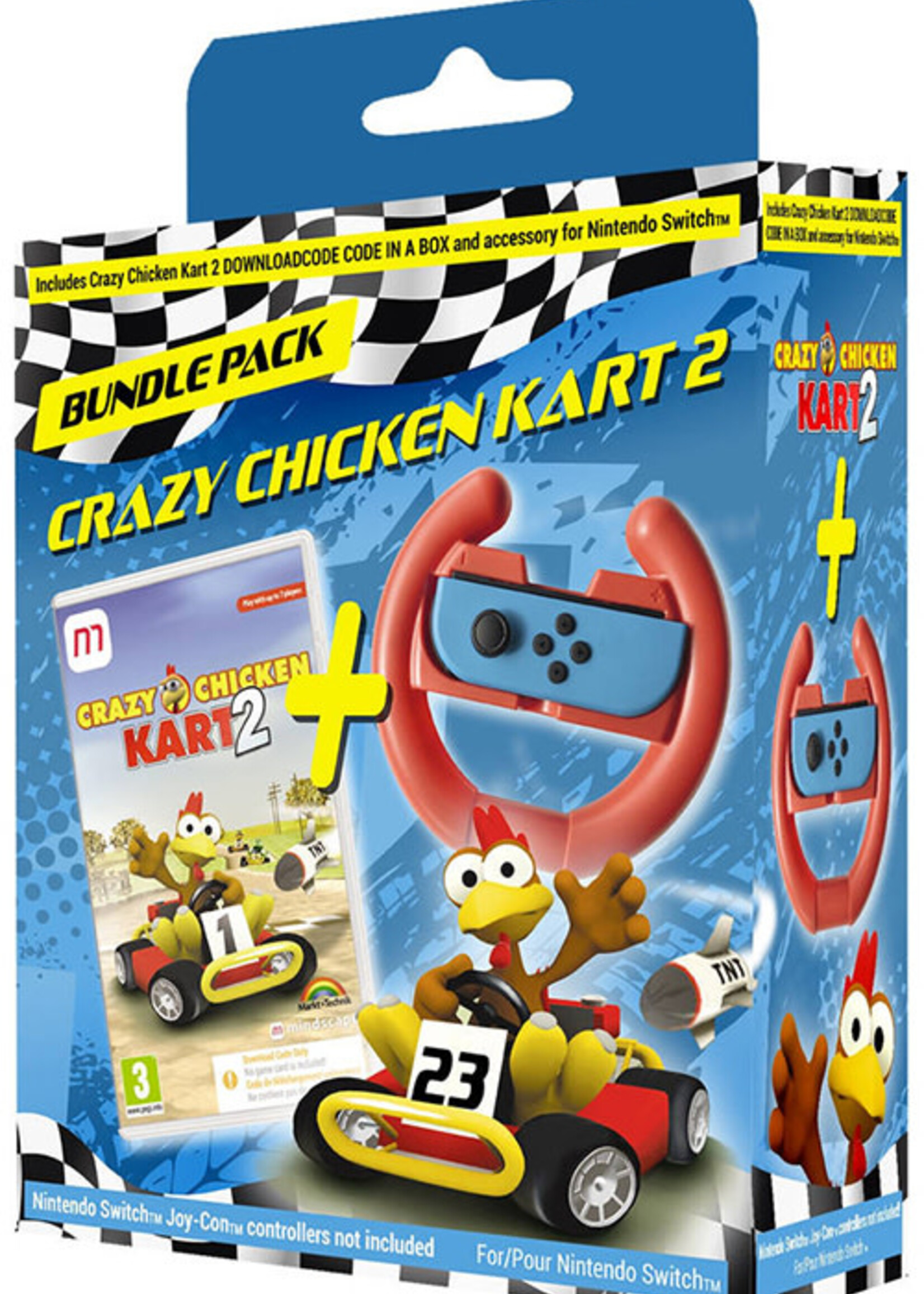 Bundle Pack Crazy Chicken Kart  2 (Code in a Box) + Racing Wheel Switch