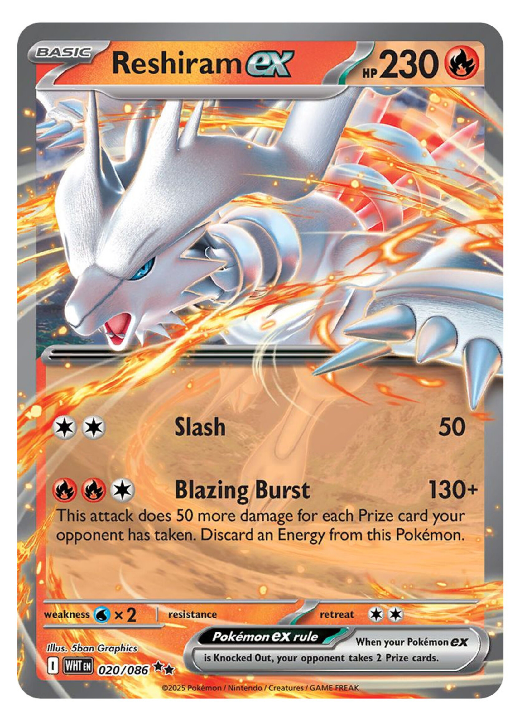 Reshiram Ex 20 (WHT): near mint