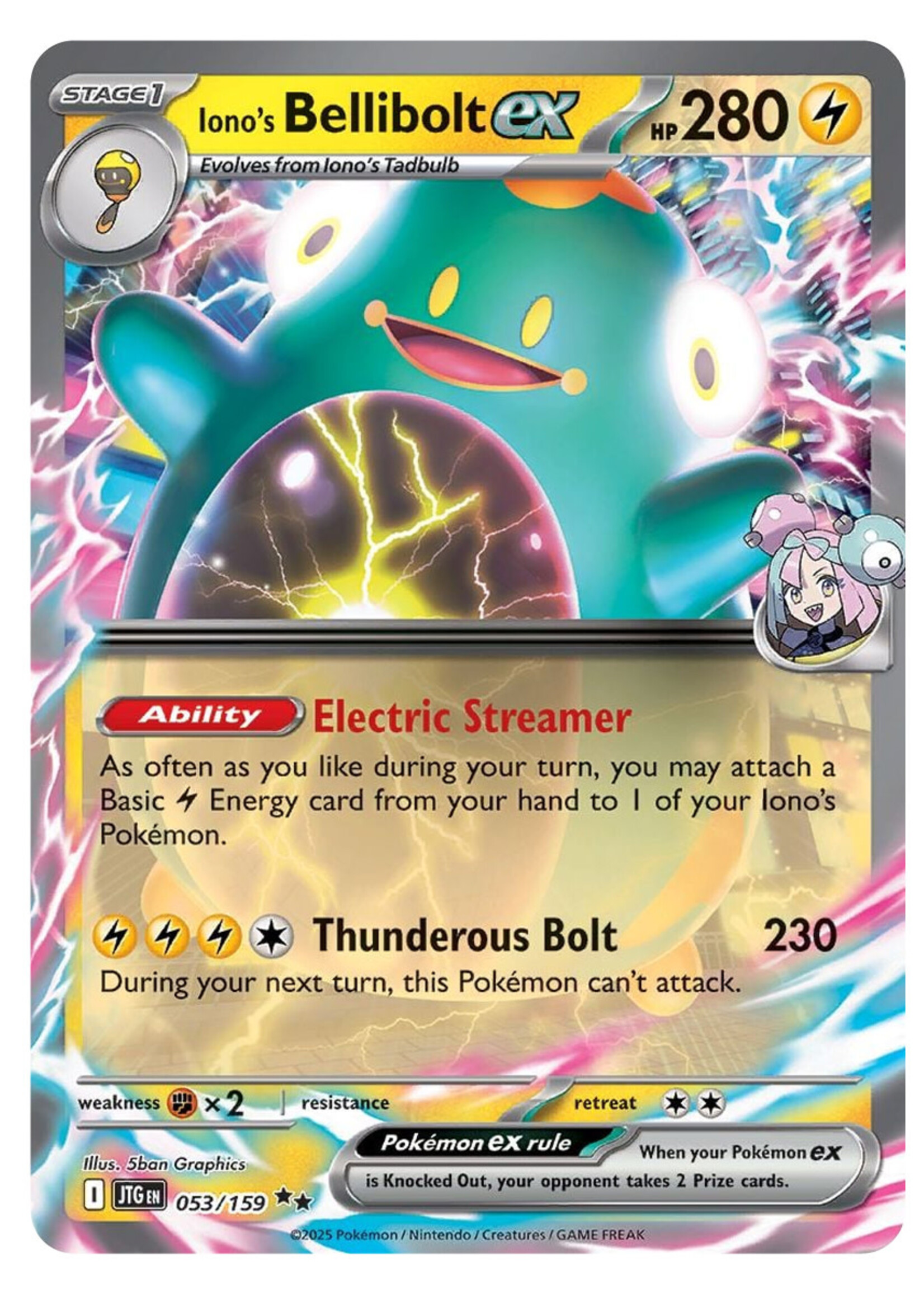 Iono's Bellibolt Ex 53 (JTG): near mint