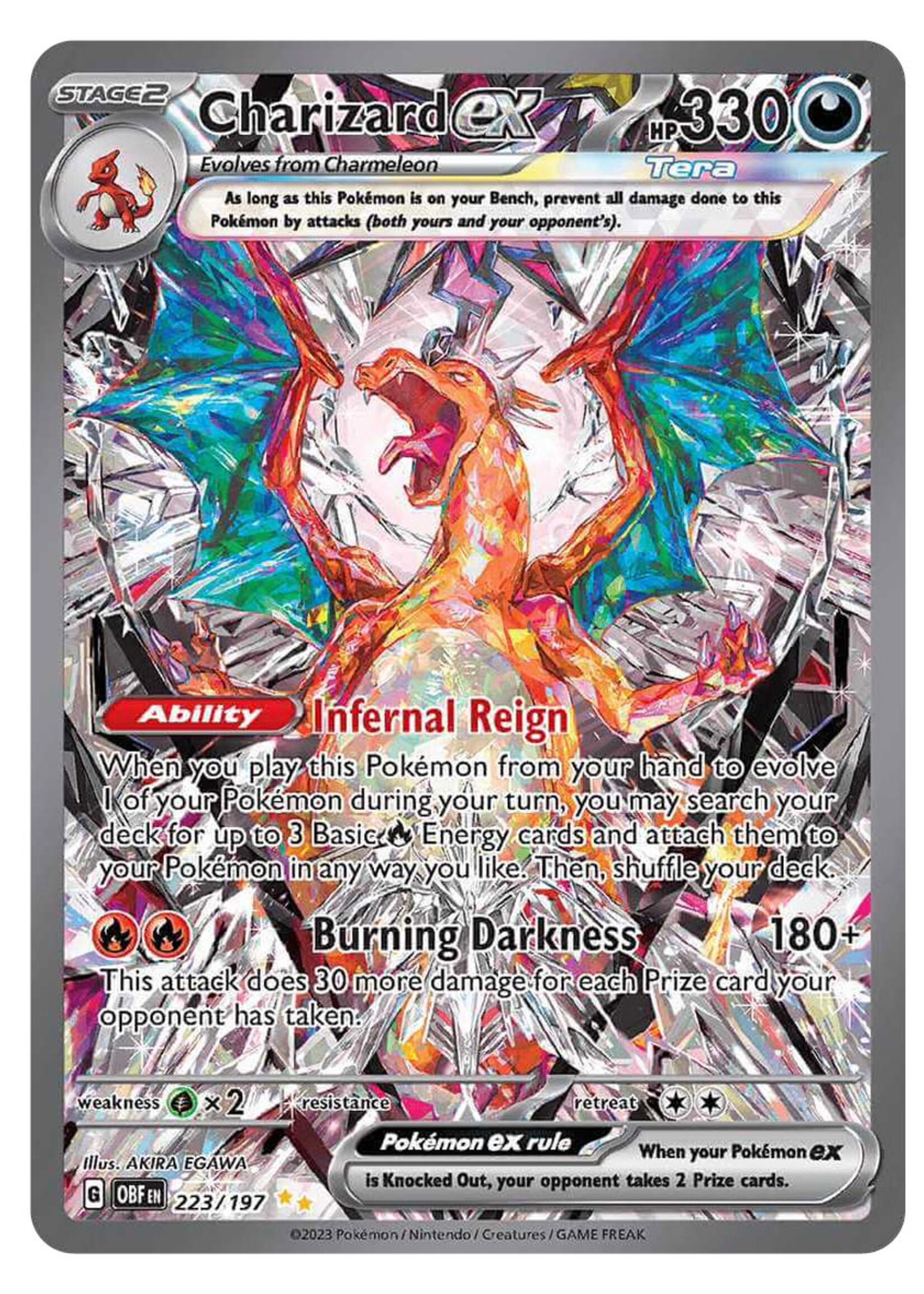 Charizard Ex 223 (OBF) PSA Grade 8: near mint