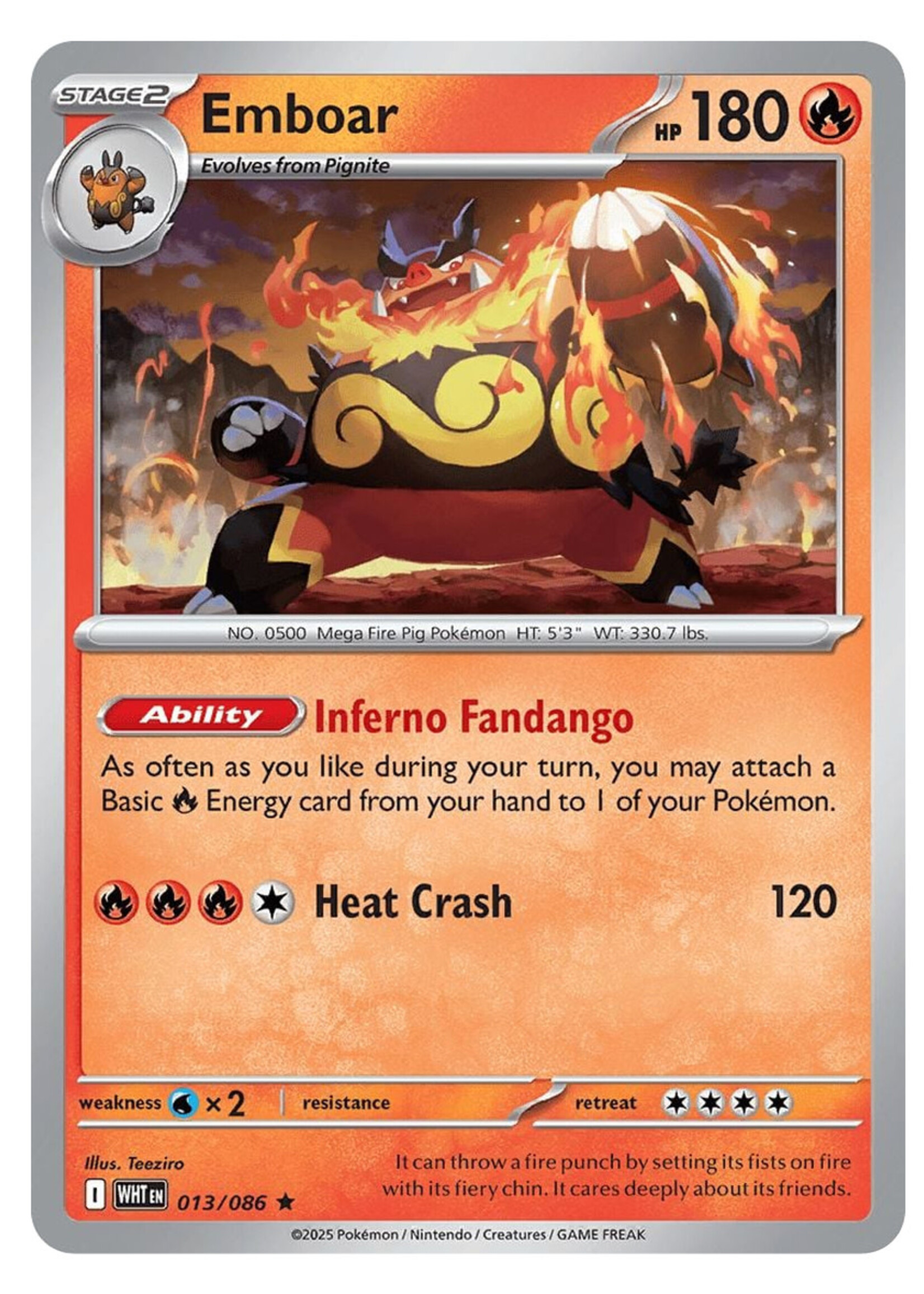Emboar 13 (WHT) Poke Ball Holo: near mint