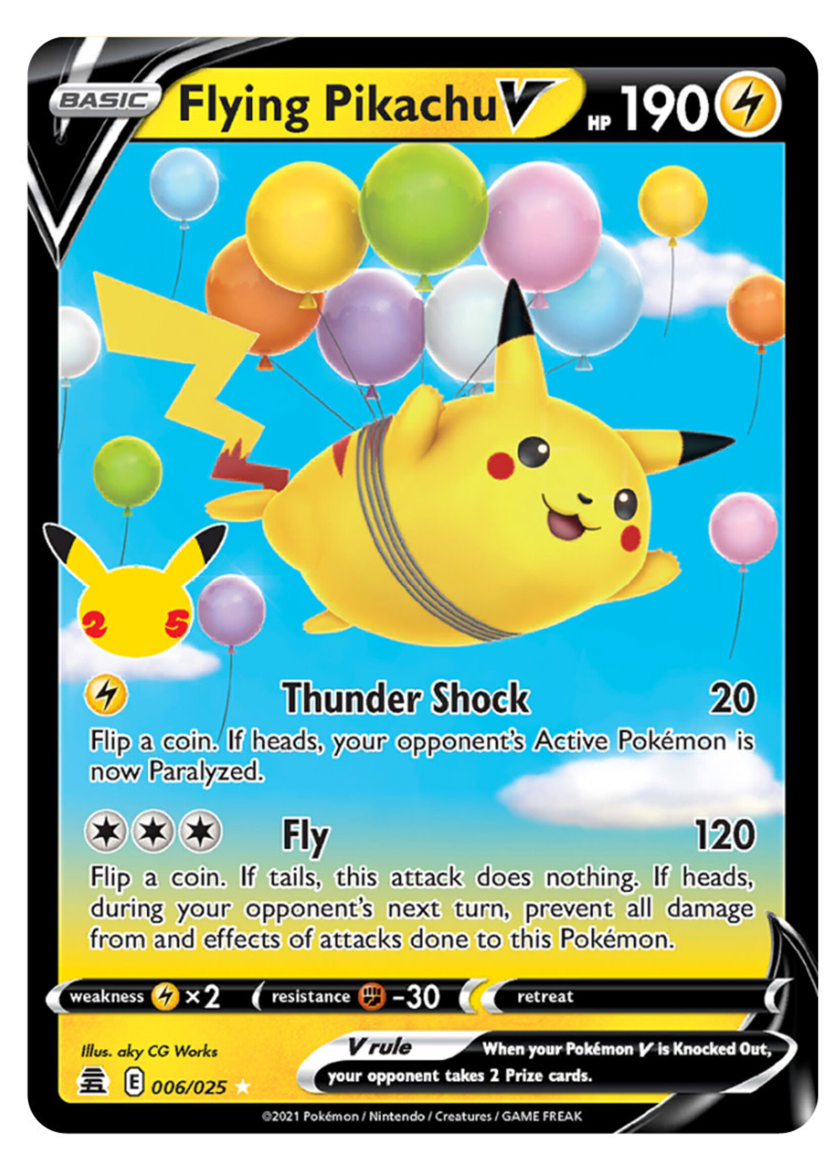 Flying Pikachu V 6 (CEL): near mint