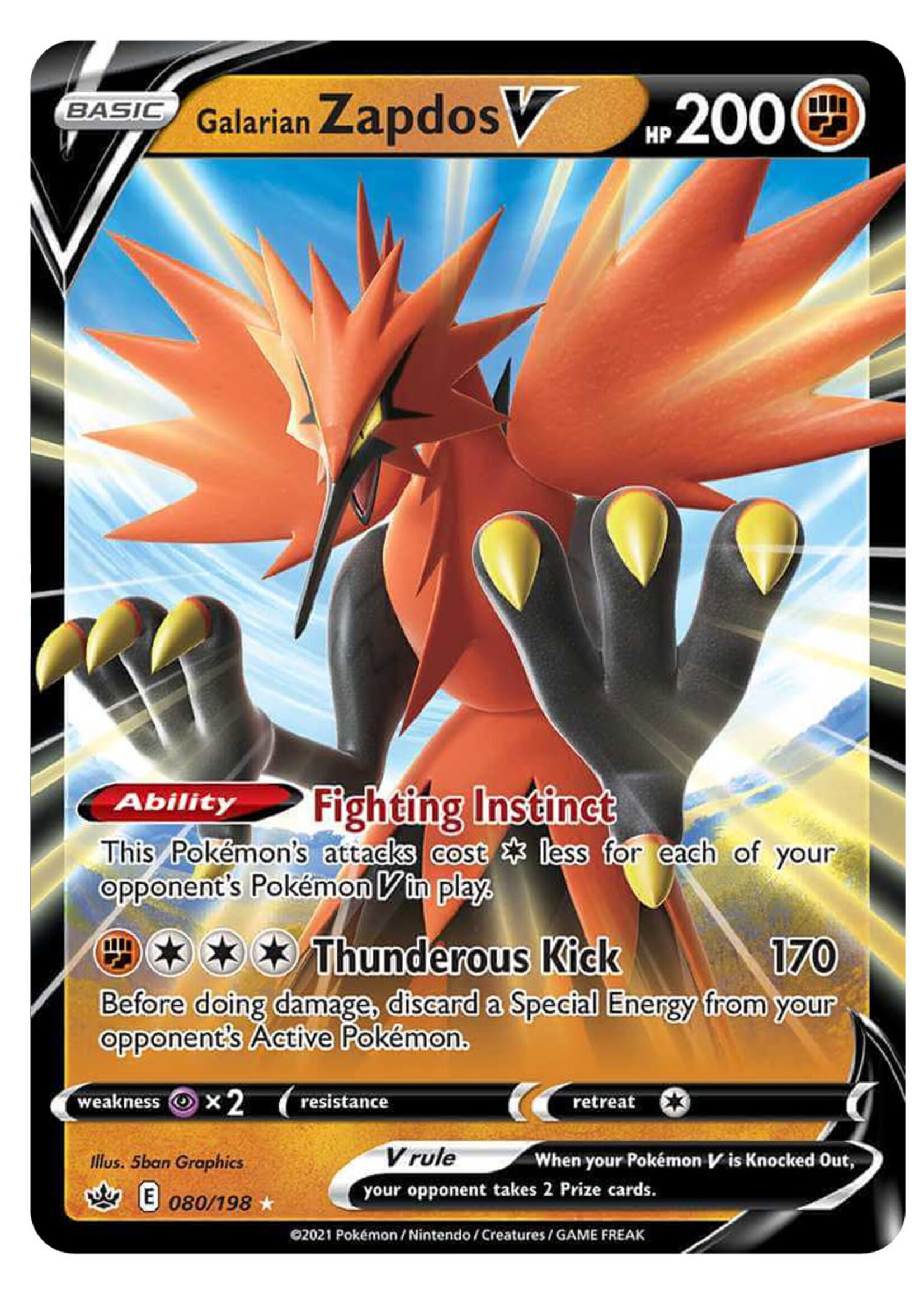 Galarian Zapdos V 80 (CRE): near mint