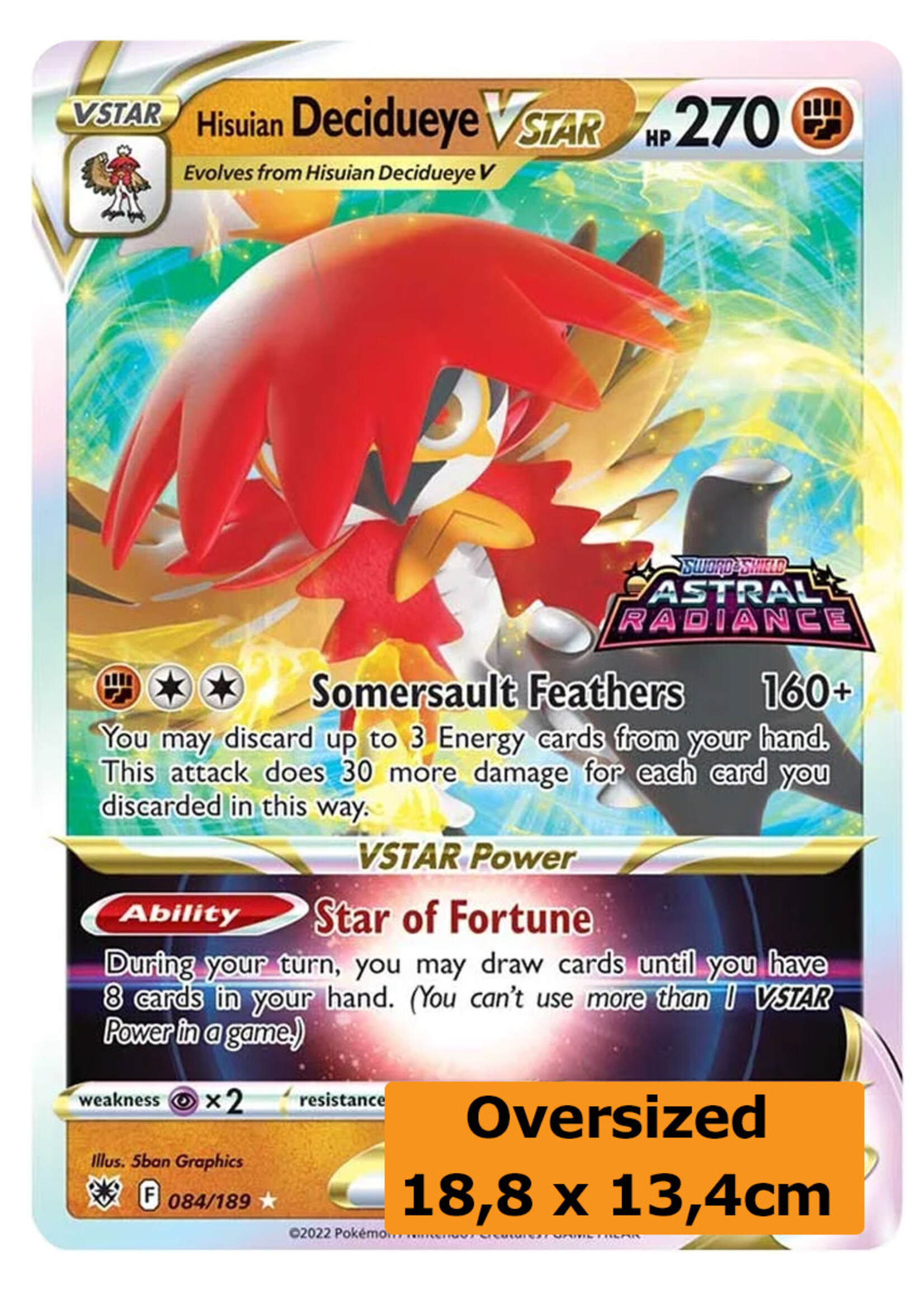 Hisuian Decidueye Vstar 84 (ASR) Grote Kaart: excellent