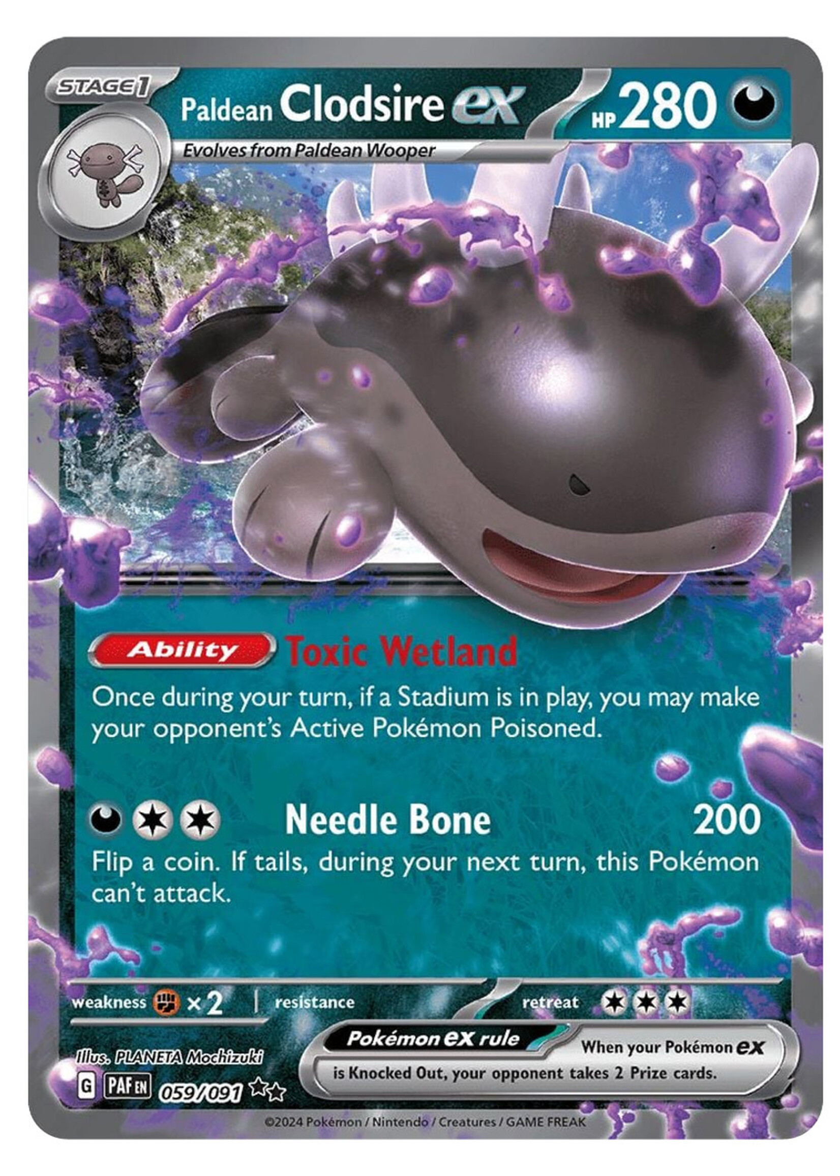 Paldean Clodsire Ex 59 (PAF): near mint