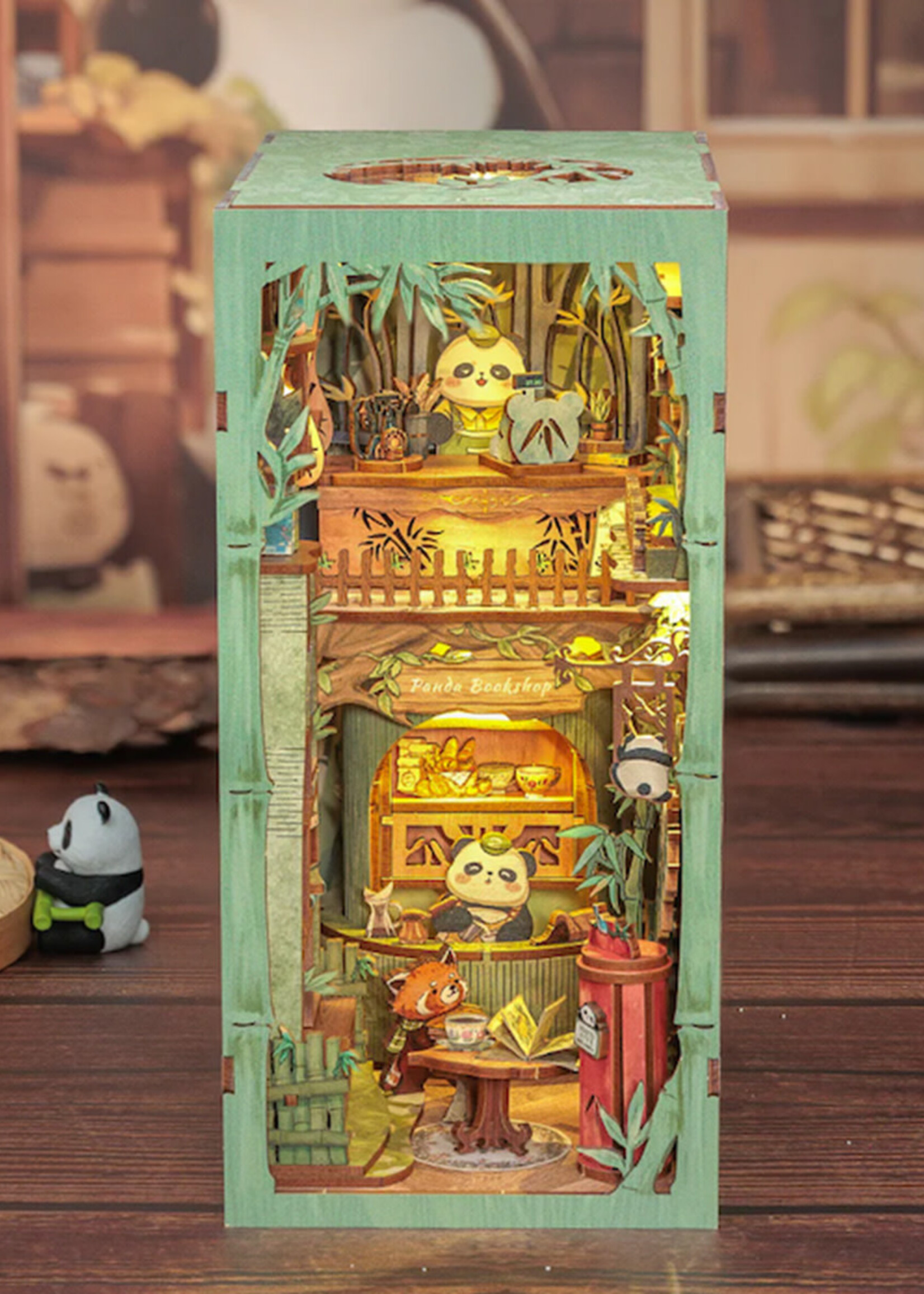Book Nook Kit DIY Panda Bookshop 244pc + LED Light