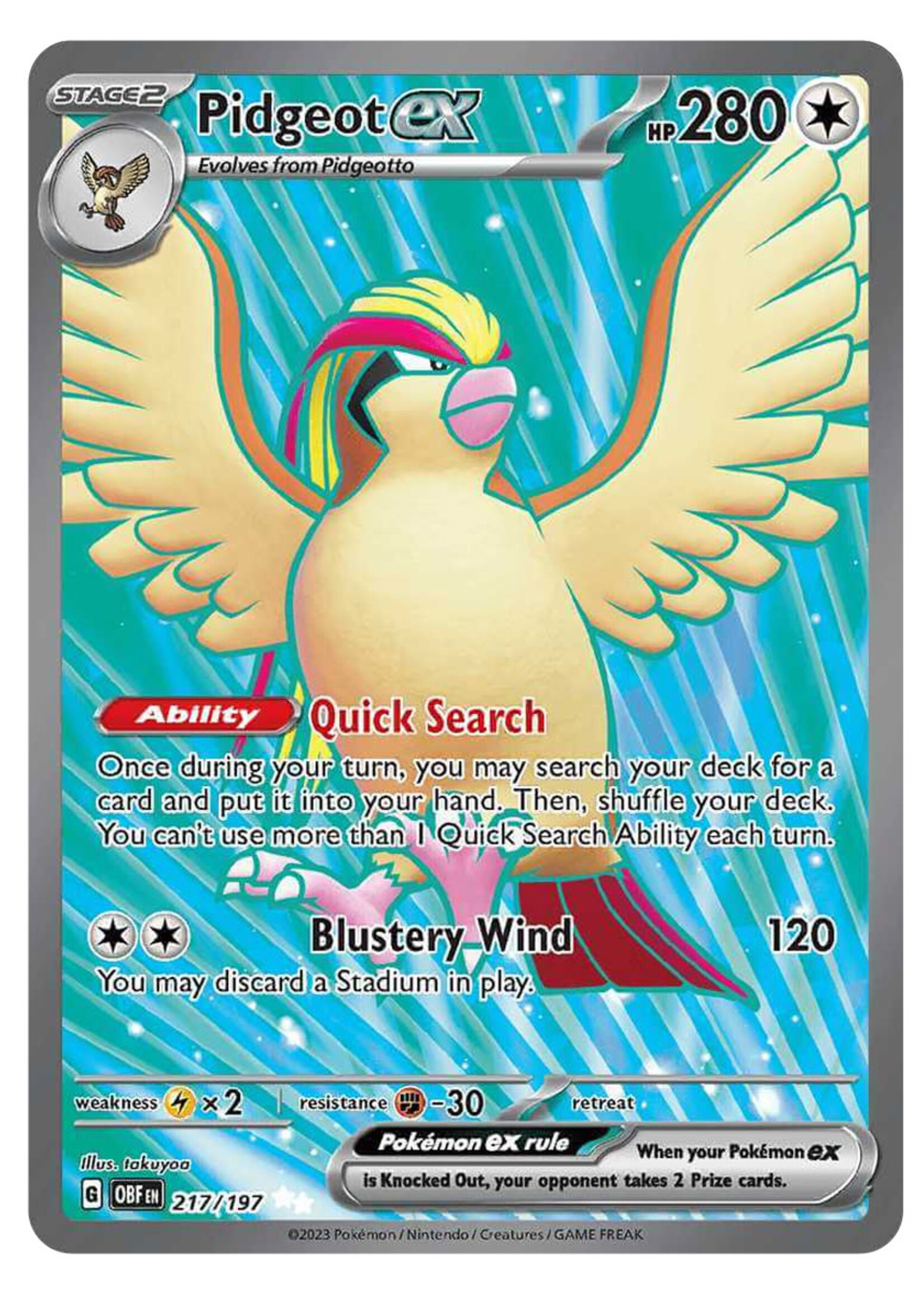 Pidgeot Ex 217 (OBF): near mint