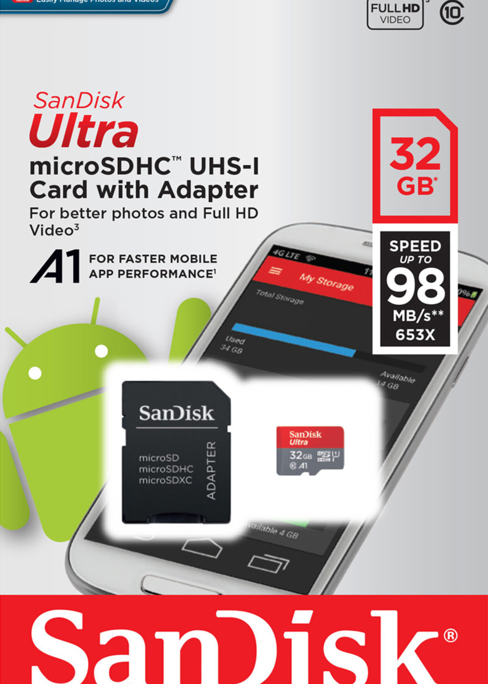 32 GB Micro SD Geheugen Sandisk