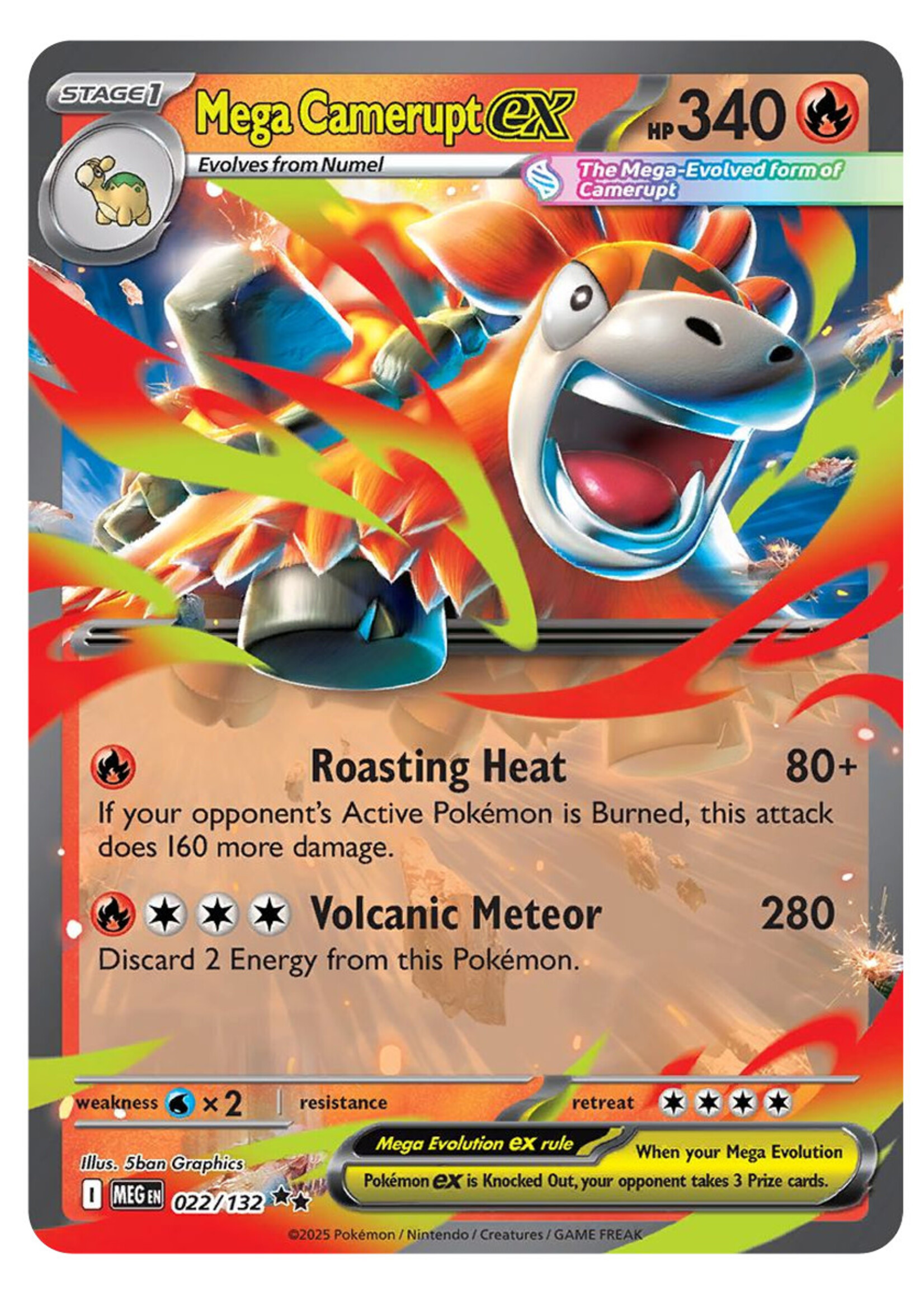 Mega Camerupt Ex 22 (MEG): near mint