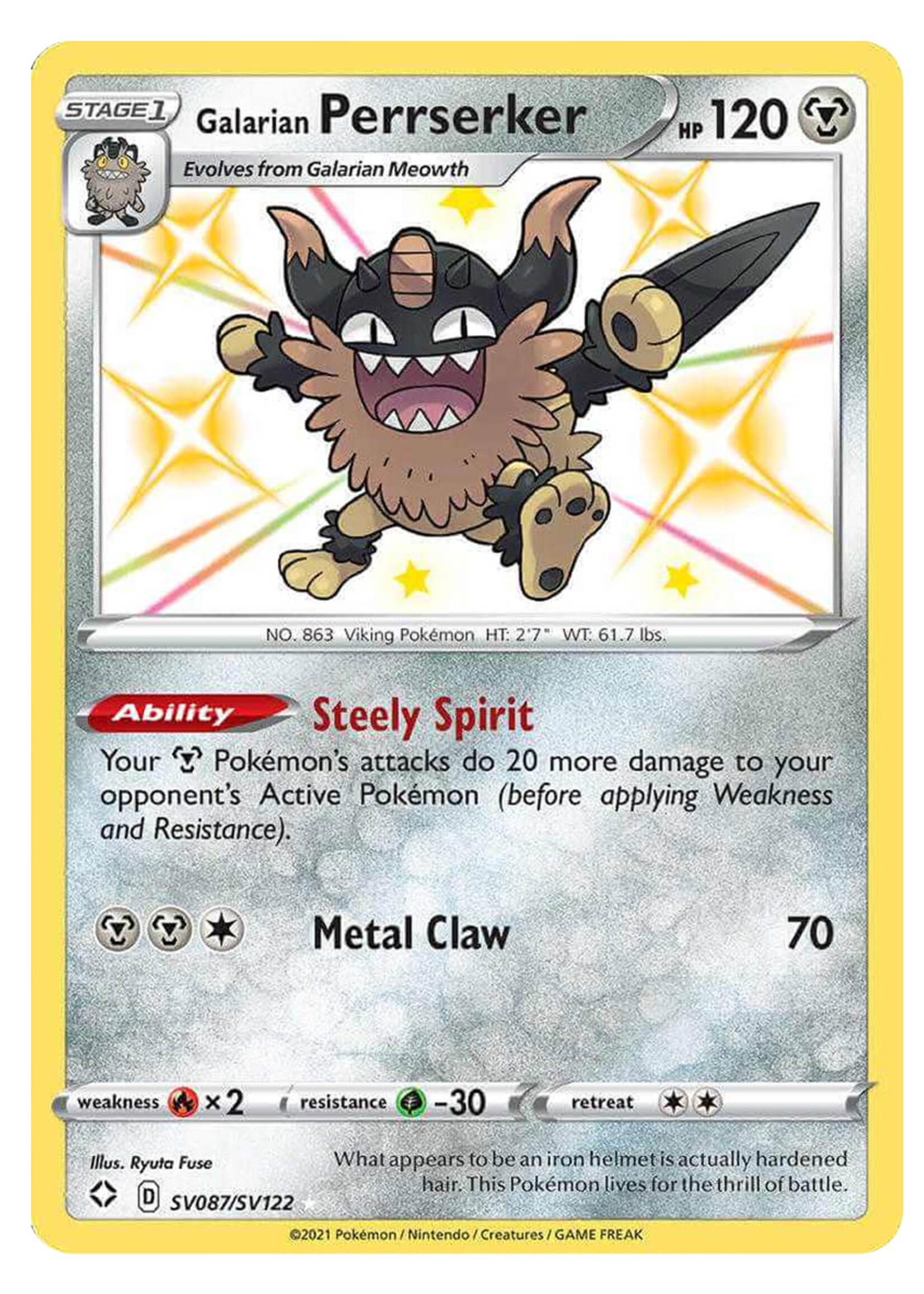 Galarian Perrserker SV87 (SHF): near mint