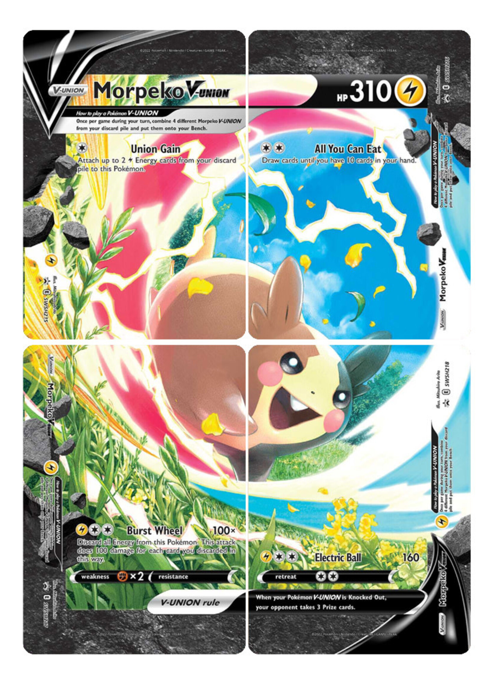 Morpeko V-Union 215 t/m 218 (SWSH): excellent/near mint