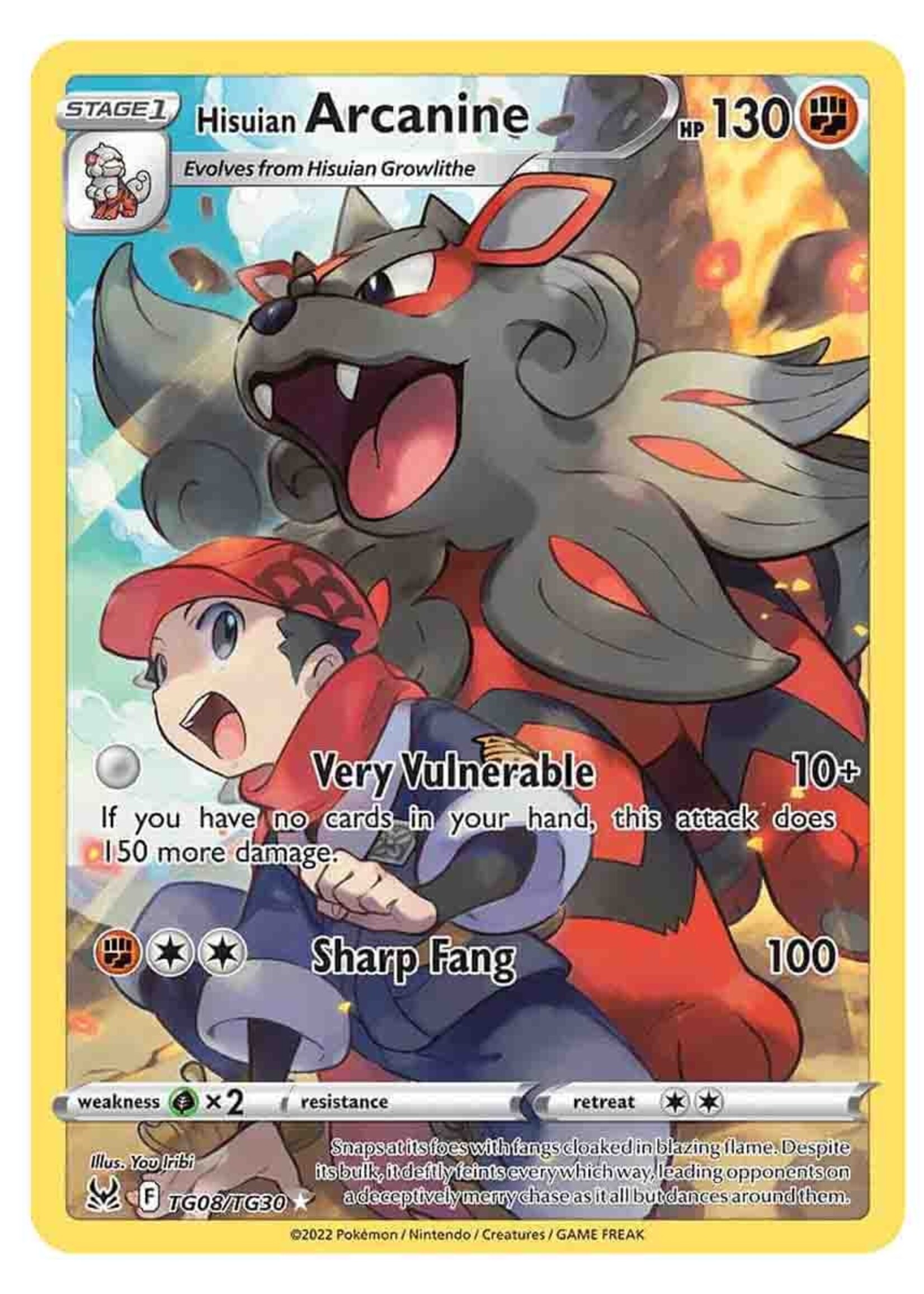 Hisuian Arcanine TG08 (LOR): excellent