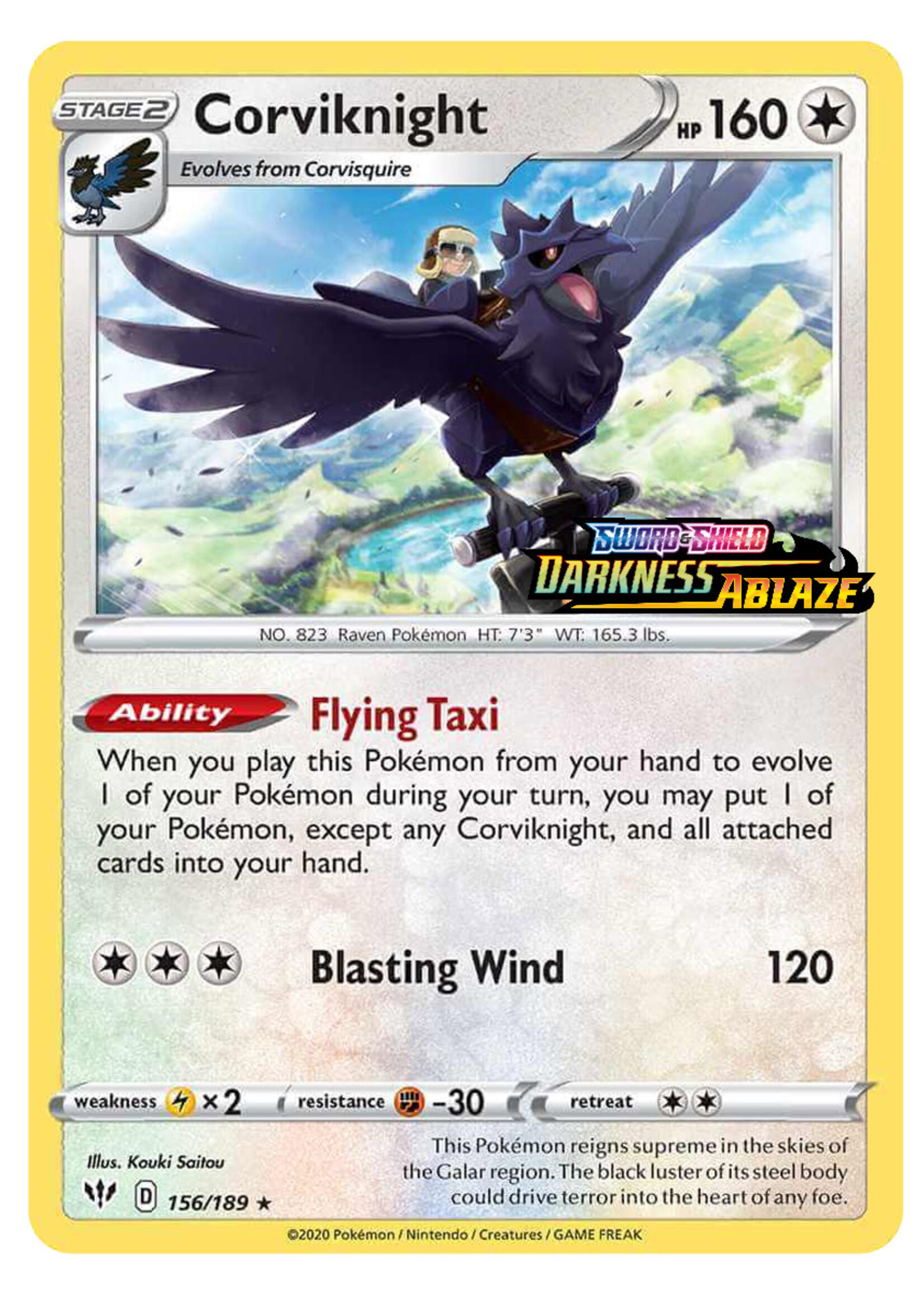 Corviknight 156 (DAA) Stamped Cosmic Holo: excellent