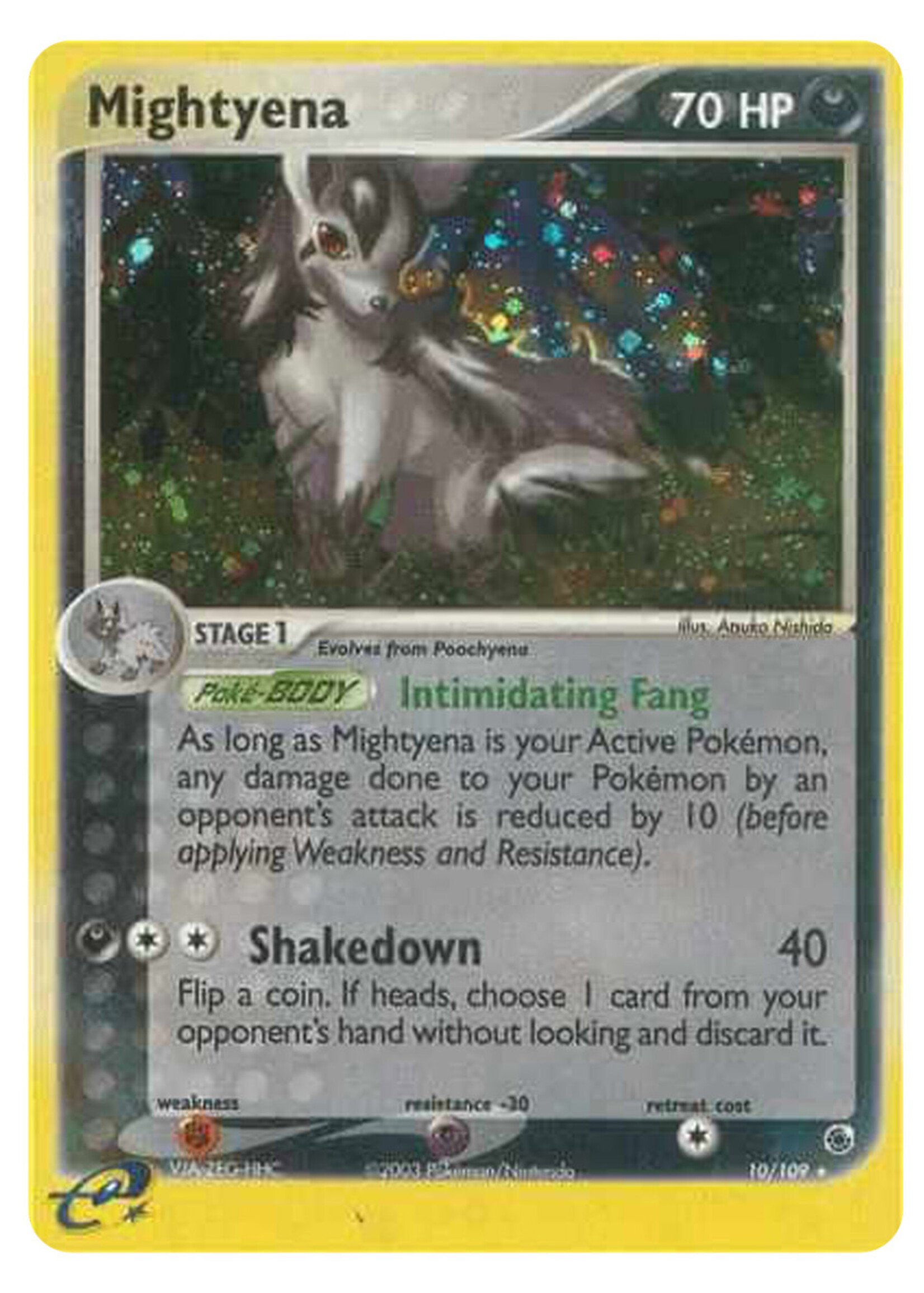Mightyena 10 (RS) Reverse Holo: light played