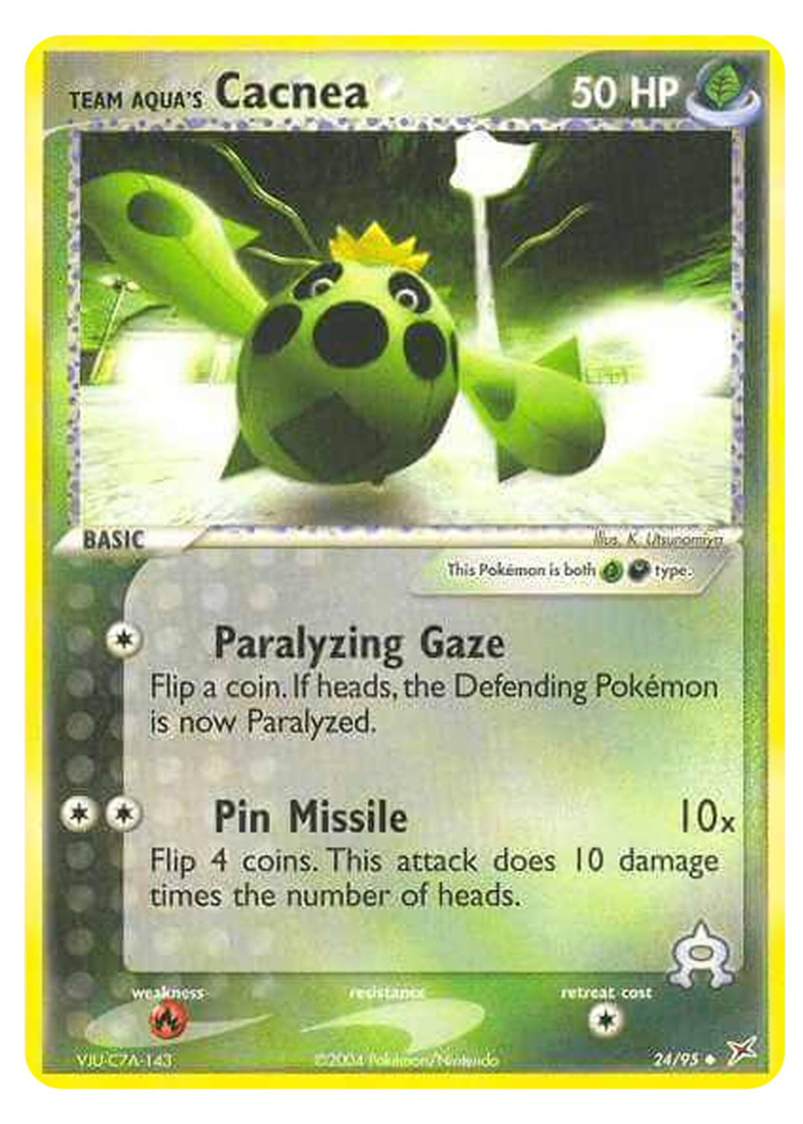 Team Aqua's Cacnea 24 (MA) Reverse Holo: excellent