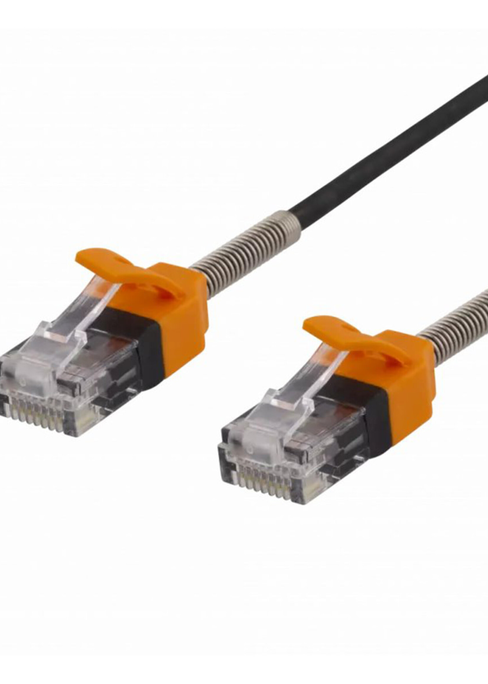 Deltaco Gaming Cat6A Cable with Spring Strain Relief 1m Black Orange