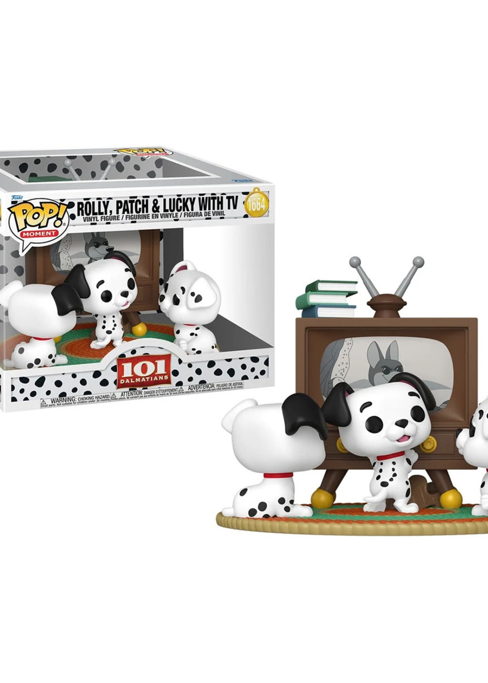 101 Dalmatians Funko Pop N° 1664 Rolly, Patch & Lucky With TV