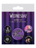 Wednesday Nevermore Pack of 5 Badges