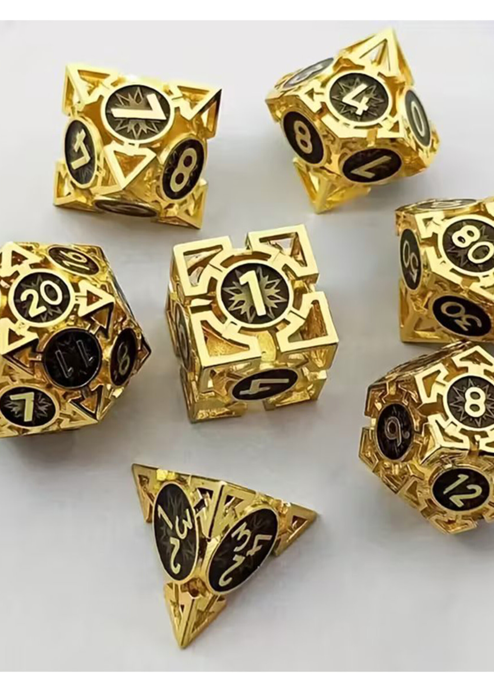 D&D Holle Metalen dobblestenen  Set Goud Zwart