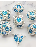 D&D Holle Metalen dobblestenen Set Zilver Blauw