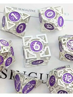 D&D Holle Metalen dobblestenen  Set Zilver Paars