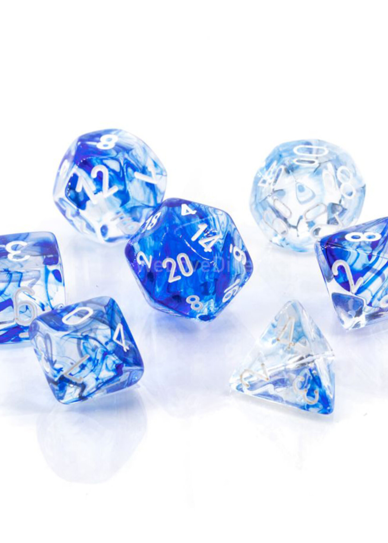 Dice Set Nebula Dark Blue White