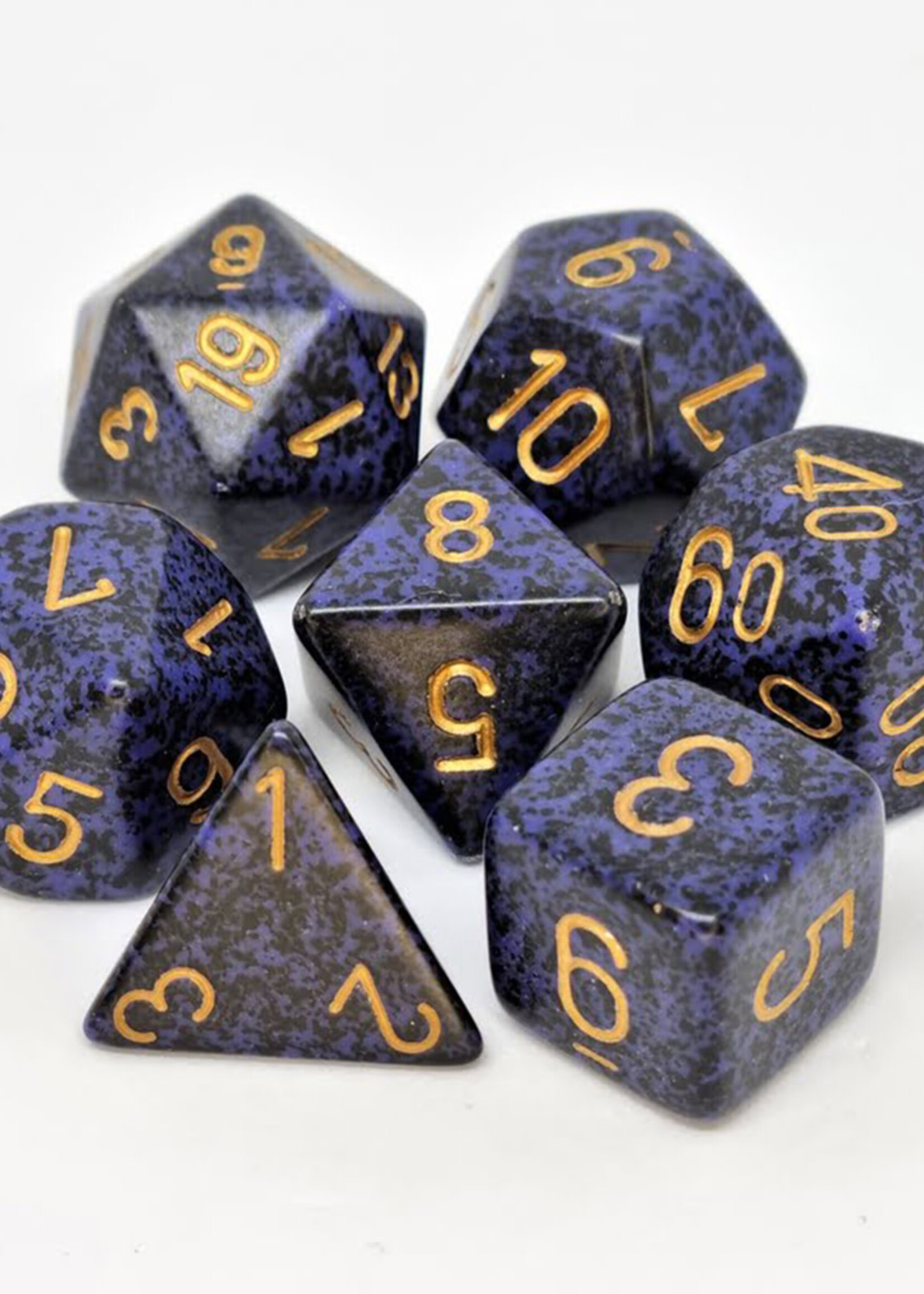 Dice Set Speckled Gold Cobalt