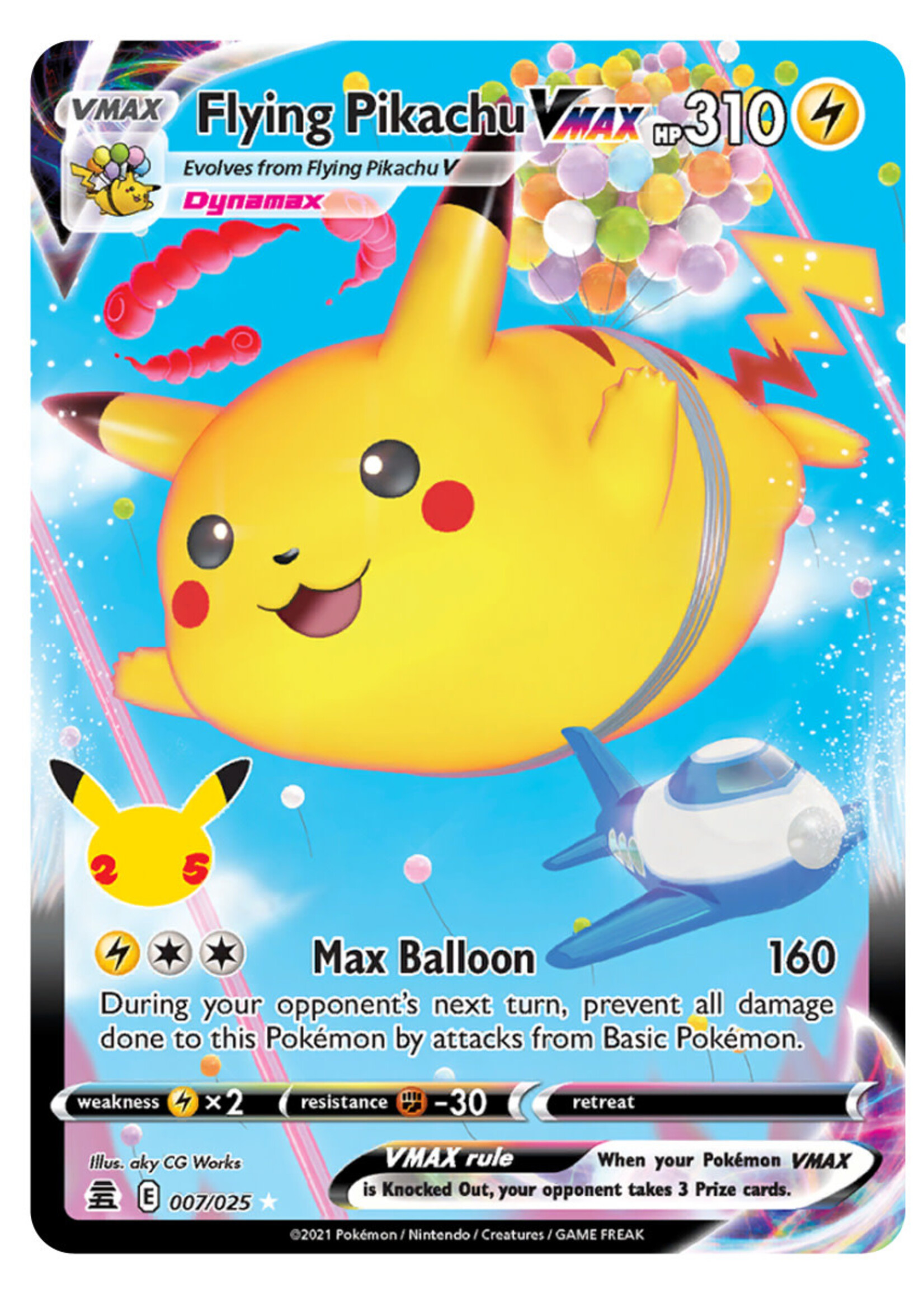 Flying Pikachu Vmax 7 (CEL): excellent