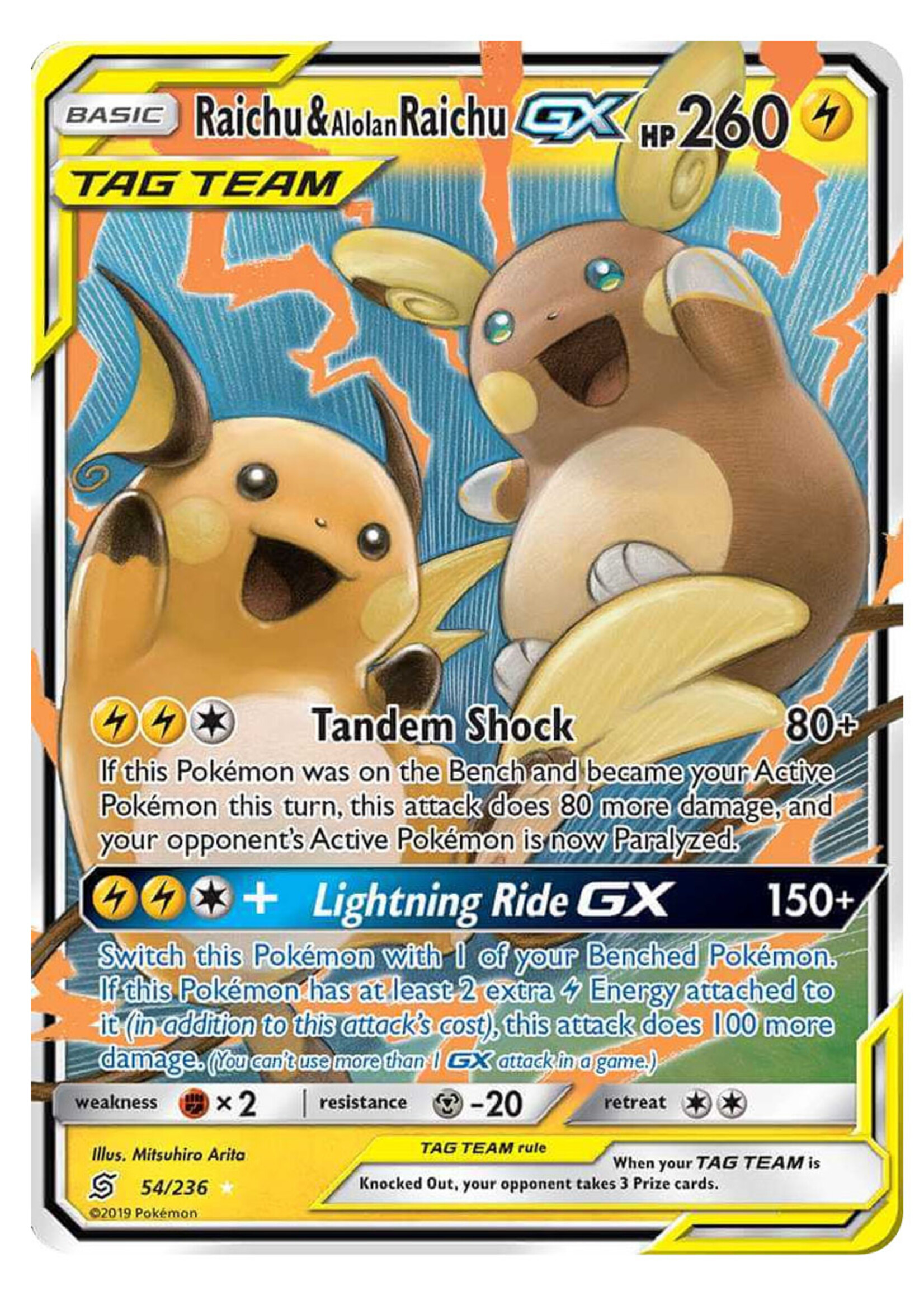 Raichu & Alolan Raichu GX 54 (UNM): played