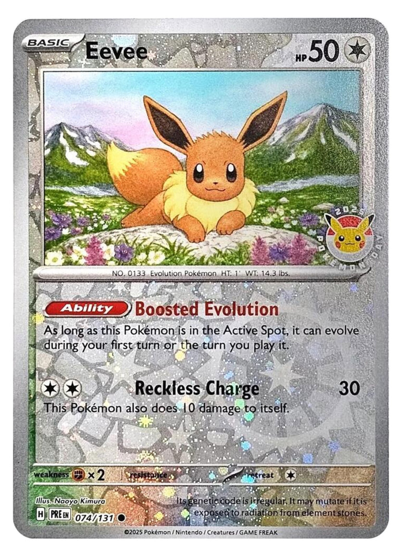 Eevee 74 (PRE) Pokemon Day Stamp: near mint