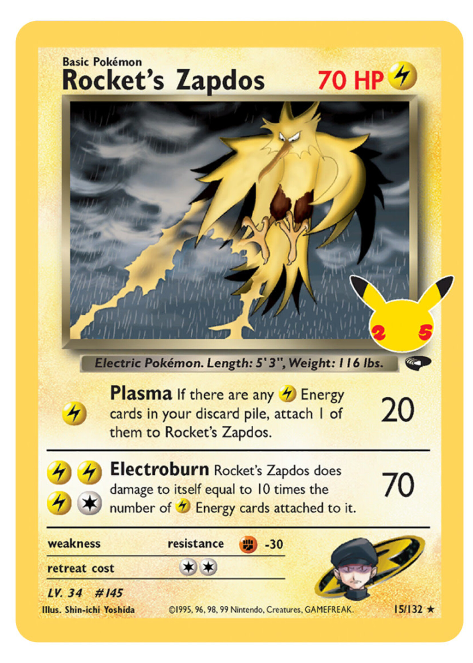 Rocket's Zapdos 15 (CEL): near mint