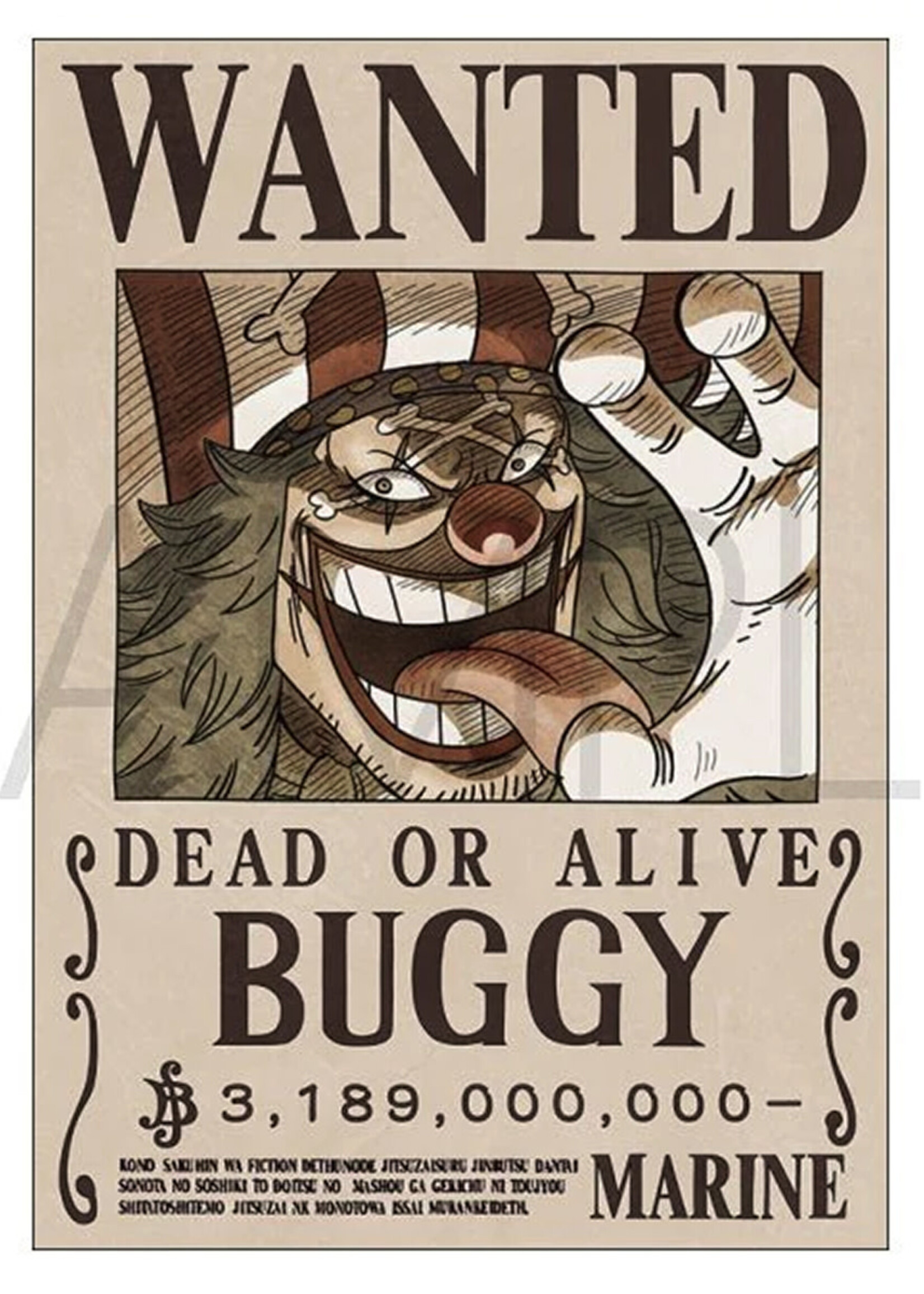 One Piece Wanted Bounty Poster  Buggy 42x30cm
