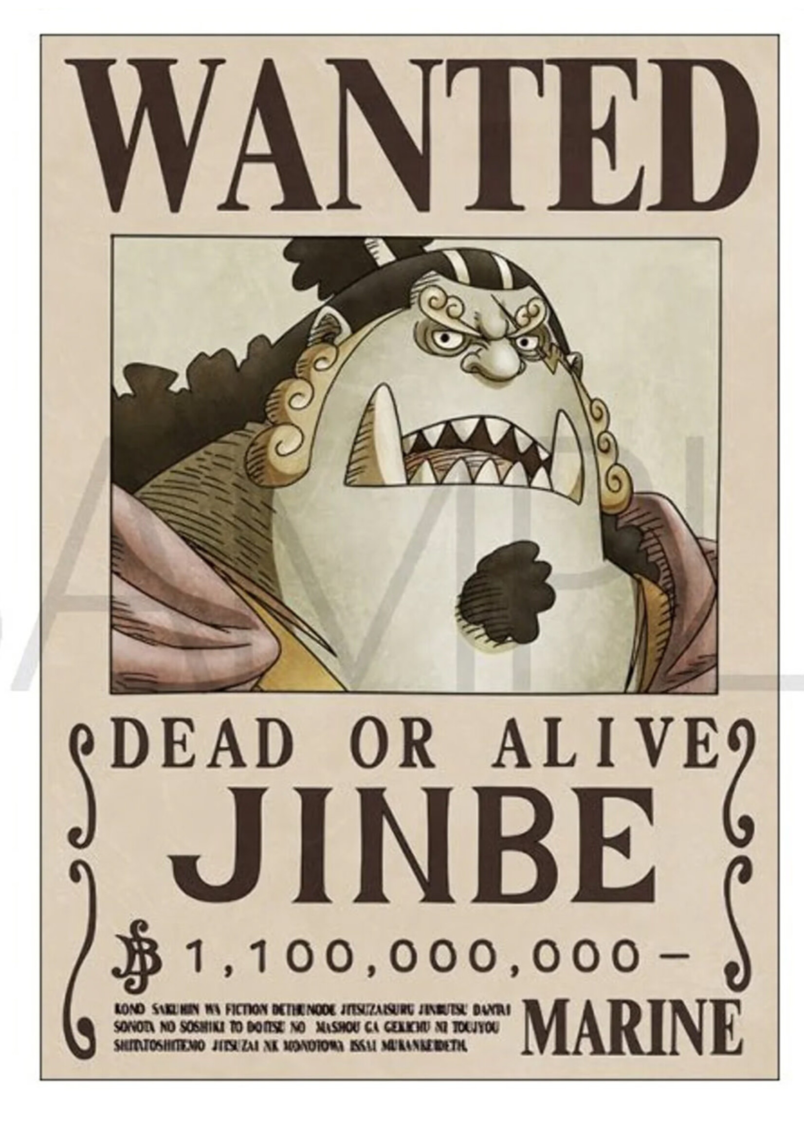 One Piece Wanted Bounty Poster  Jinbe 42x30cm
