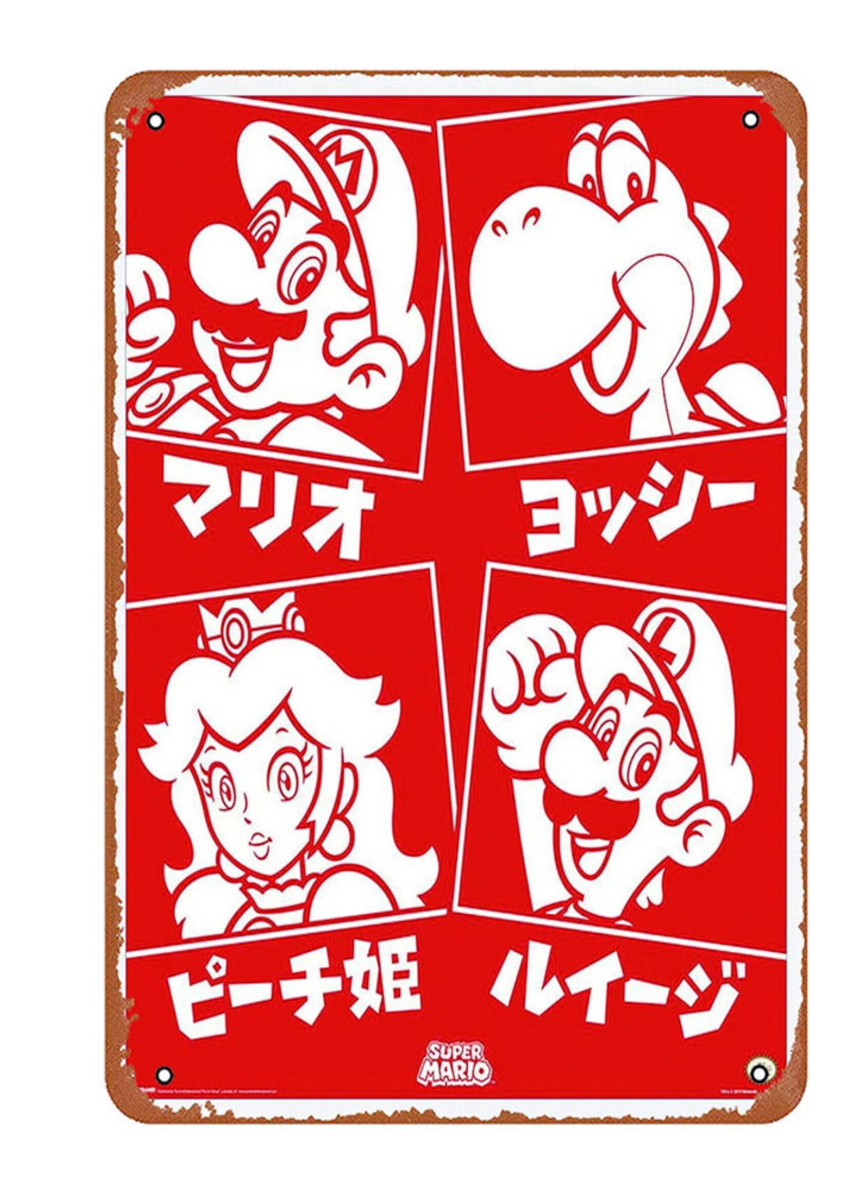 Mario met Japanse Tekens Metal  Gaming Sign