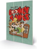 Looney Tunes Retro TV Wood  Print 20x29cm