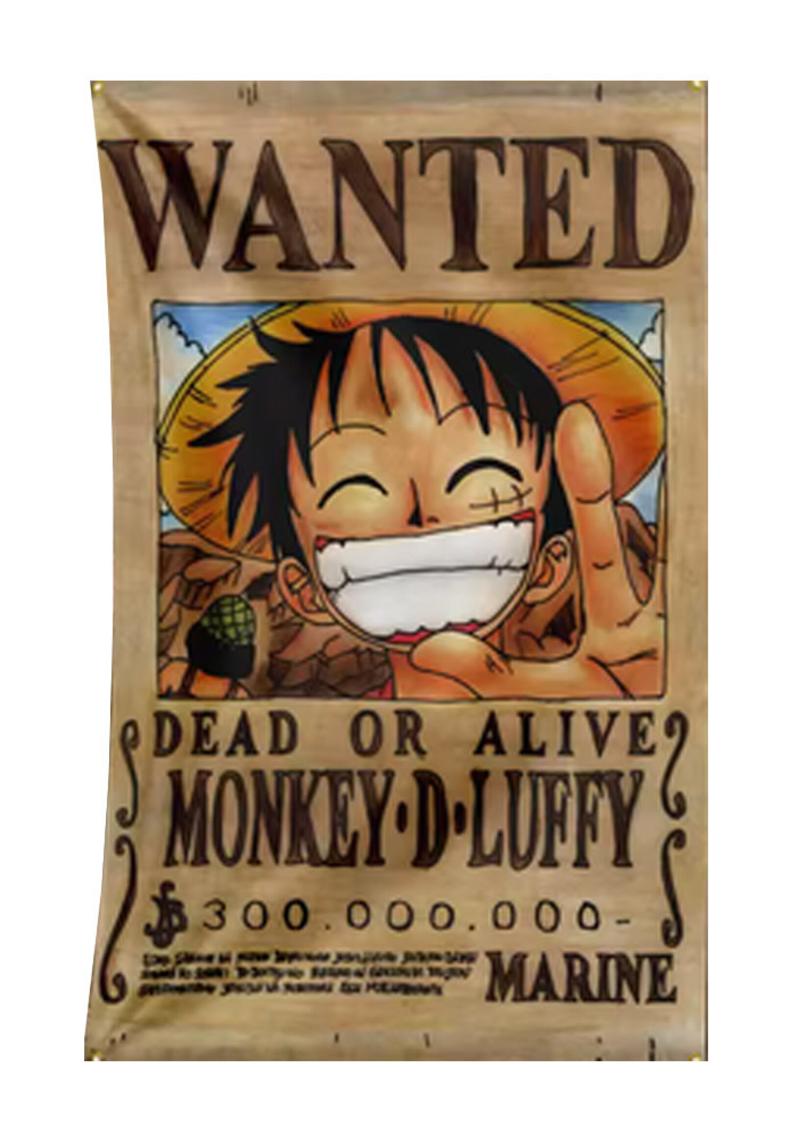 Vlag 90 x 60cm One Piece Luffy  Wanted