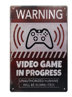 Warning Video Game in Progress  Metal Gaming Sign
