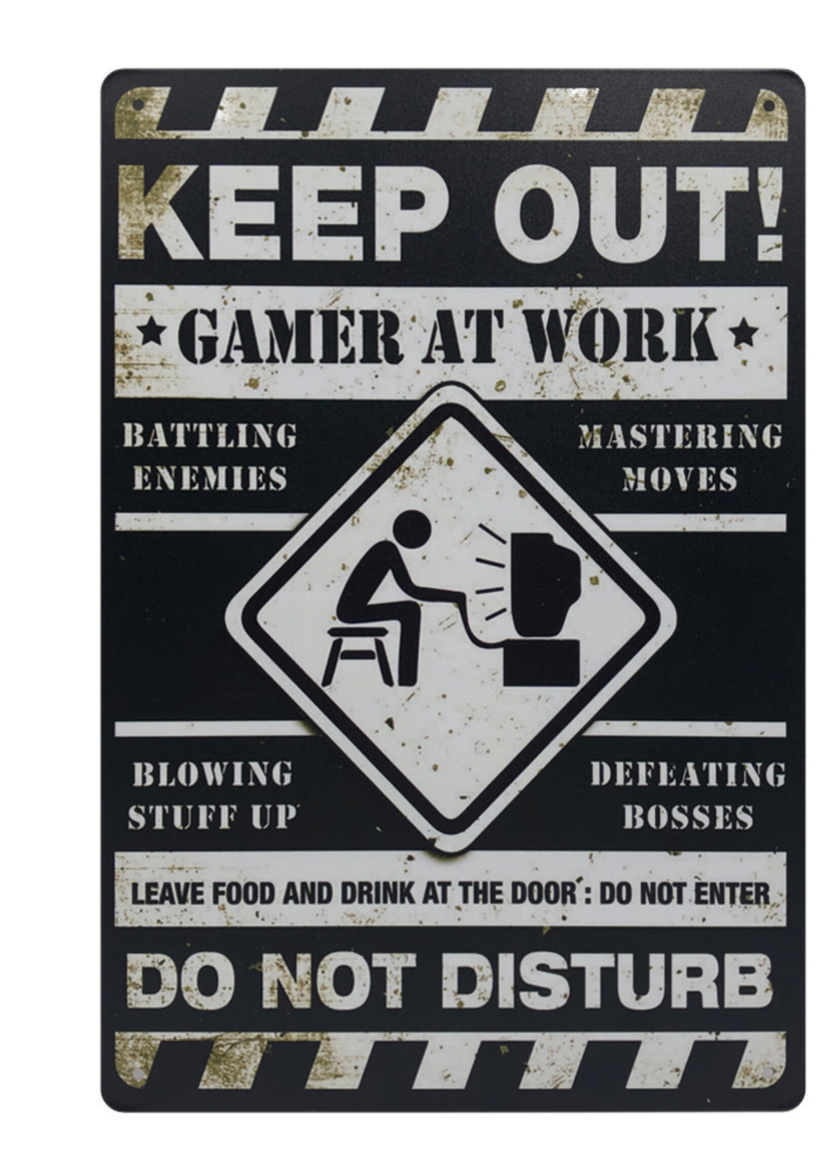 Gamer At Work Metal Gaming  Sign